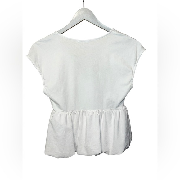 🟣ZARA White Peplum V-Neck Top – Size Small - Picture 2 of 4